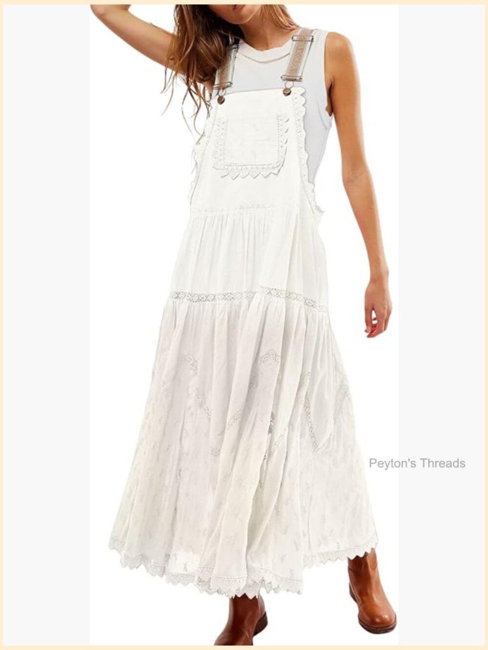 Lace Embroidered Adjustable Strap Maxi Dress with Pockets - Picture 1 of 7
